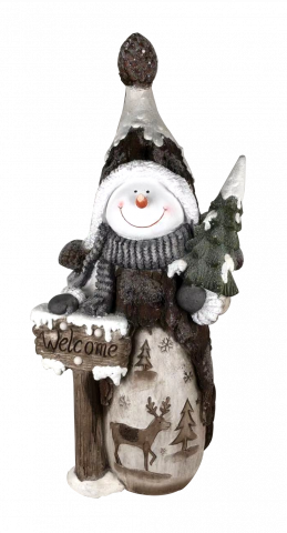 Фигура Снежен човек Welcome 37х19х81 см магнезий - Коледни фигури