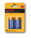 Алкална батерия Kodak MAX LR14/C 1.5V 2бр блистер.
