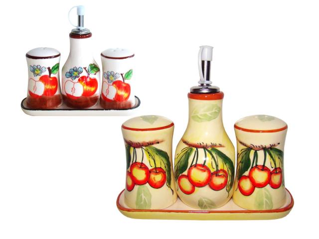 Оливерник керамичен 3 части на поставка - Оливерници