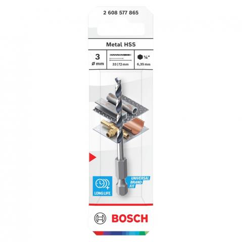 Свредло Bosch Metal HSS HEX 3х33x72 мм, снимка 3 - Свредла за метал