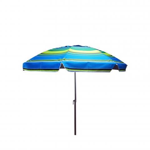 Плажен чадър, Ф220 см, H220 см, полиестер,  зелено-сини ивици - Плажни чадъри