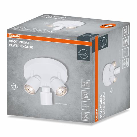 Спот тройка PRIMAL GU10 бял OSRAM, снимка 2 - Спотове