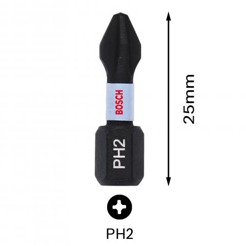 Комплект битове Impact Control PH2 25 мм Bosch 2 бр, снимка 3 - Битове