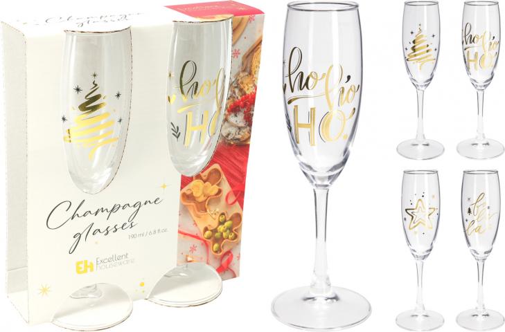 Коледни чаши за шампанско 2 броя 190 мл - Коледни артикули