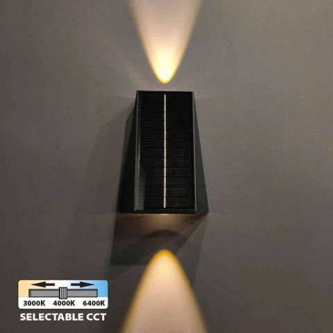Соларен LED аплик POLUX,  4W 70lm, избор на цветна температура -3000K-4000K-6400K  IP54 - Градински лампи