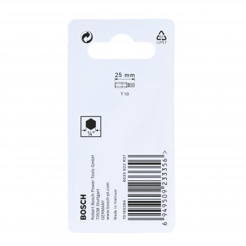 Комплект битове Impact Control T10 25 мм Bosch 2 бр, снимка 4 - Битове