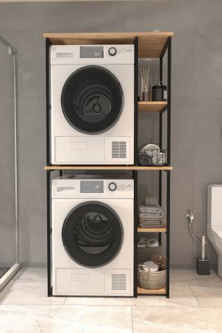 Шкаф за пералня метален двоен MISRA цвят дъб, снимка 5 - Гардероби