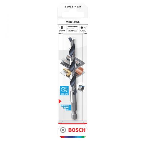Свредло Bosch Metal HSS HEX 8х75x117 мм, снимка 3 - Свредла за метал