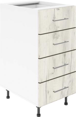 Крафт D4 долен шкаф с четири чекмеджета 50 см, дъб крафт бял - Модулни кухни с онлайн поръчка