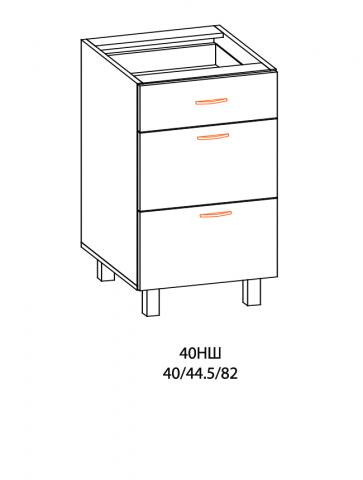 Долен шкаф с три чекмеджета Паула 40см, с плот, снимка 2 - Модулни кухни с онлайн поръчка