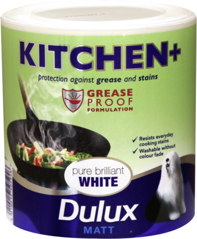 Интериорна боя DuluxMat за кухни 2.5л, брилянтно бяла - Бои за баня и кухня