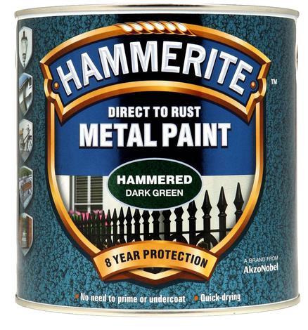 Боя за метал Hammerite 2.5л, зелен хамър ефект - Бои 3в1