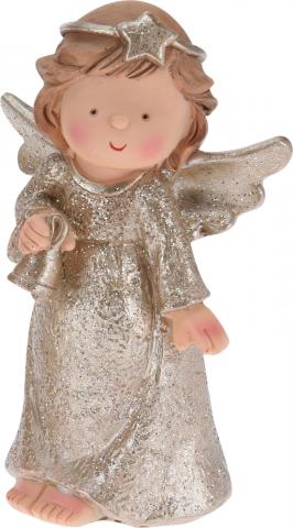 Фигурка Ангелче 12 см, златно, снимка 4 - Коледни фигури