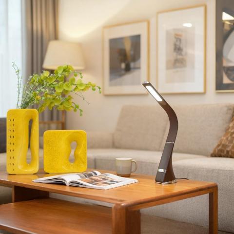 LED настолна лампа U2C, 7W кафява, снимка 2 - Настолни лампи