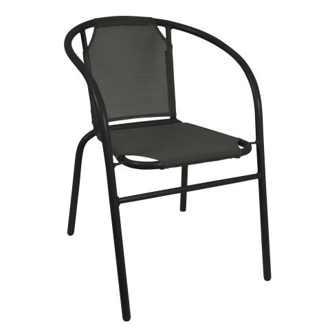 Метален стол Bistro черен, сив текстилен - Метални столове