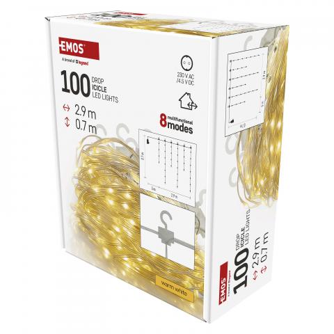 LED коледна верига - висулки, 2.9м топло бяло, снимка 2 - Светеща верига