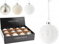 Стъклена коледна топка 8 см 3 дизайна