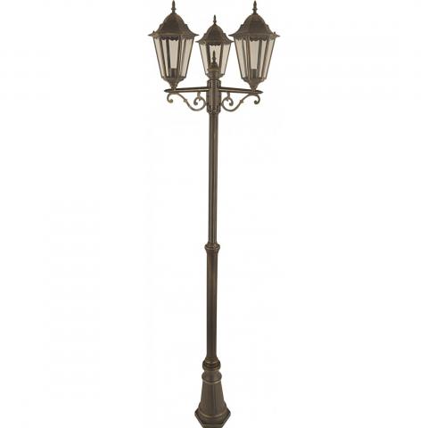 Градинска лампа Опатия H200см max 100W 3xЕ27 IP44, жълта патина - Градински лампи