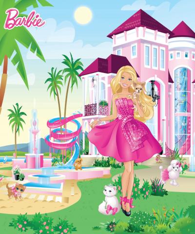 Детски фототапет Barbie Pink Palace 202х243 см - Фототапети