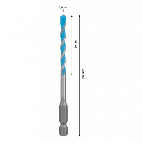 Свредло Bosch EXPERT HEX-9 Multi Construction 5x50x100 мм, снимка 3 - Свредла универсални