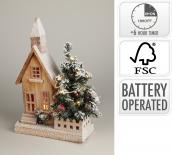 Дървена LED къщичка 27х11х44см