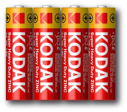 Цинкова батерия Kodak Super Heavy Duty R6/AA 1.5V 4бр. фолио - Батерии