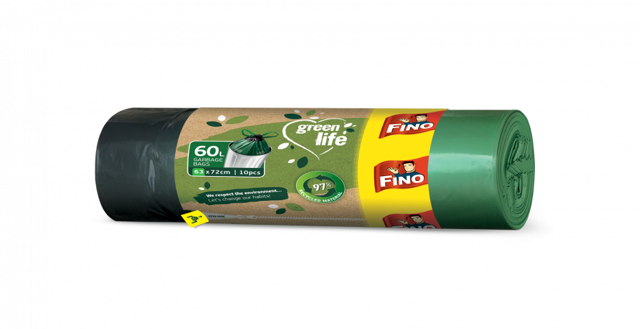 Торби за смет с връзки Fino Green 60 л. 10 бр. - Чували за боклук
