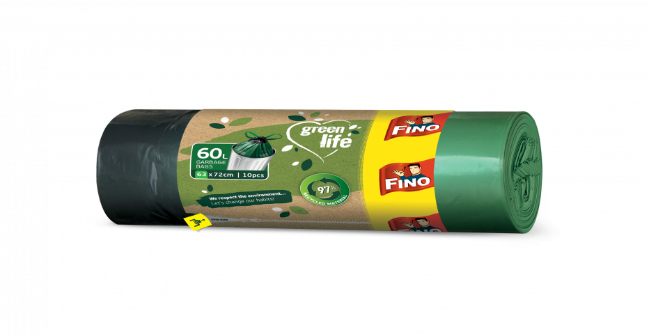 Торби за смет с връзки Fino Green 60 л 10 бр. - Чували за боклук