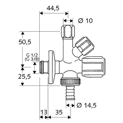 Ъглов спирателен кран Schell/Comfort комбиниран, снимка 2 - Кранове