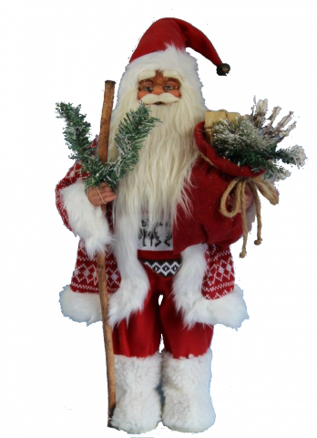 Фигура Дядо Коледа 30см, бяло-червен - Коледни фигури