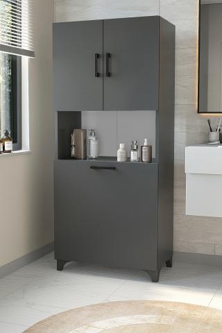 Шкаф за пране с кош DAMLA антрацит - Гардероби