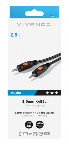 Aудио кабел 3,5 мм 2,5 м VIVANCO 46508/46045, снимка 2 - Кабели и адаптери тв & аудио