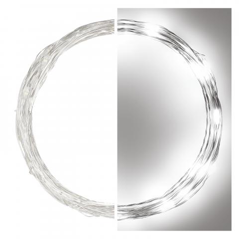 LED коледна верига сребриста, 4м студено бяла, снимка 3 - Светеща верига