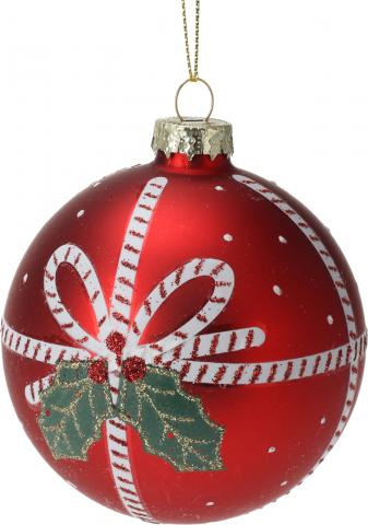 Коледна топка 8см, с блестяща панделка,стъклена, снимка 4 - Коледа