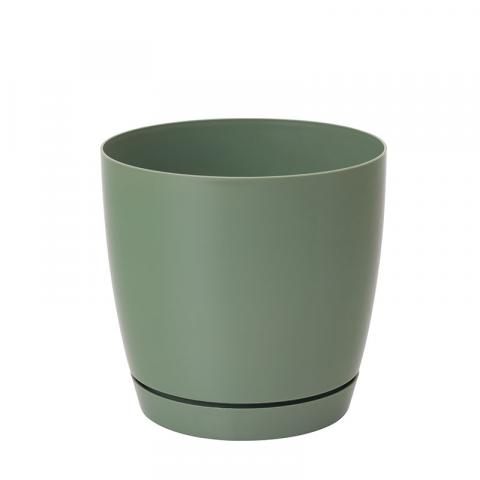 Саксия Toscana ф13см, зелена с клик-подложка - Пластмасови саксии