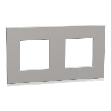 Декор. рамка Unica Pure 2X, хоризонтална, алуминий - Ключове и контакти