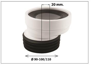 Маншон за WС EASY-FLEX, ексцентричен 20мм - Инсталация на керамика