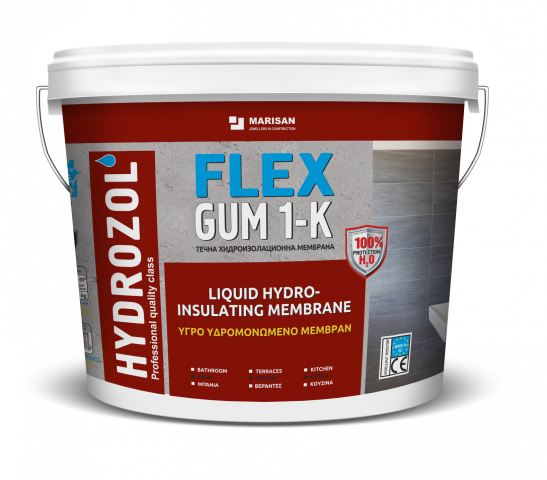 Течна хидроизолационна мембрана Flex Gum 1-K Хидрозол 4 кг - Смеси за хидроизолация