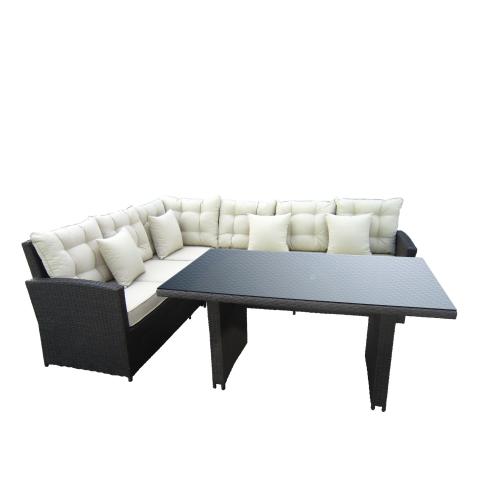 Ратанова гарнитура ъглов диван и маса, снимка 3 - Ратанови гарнитури
