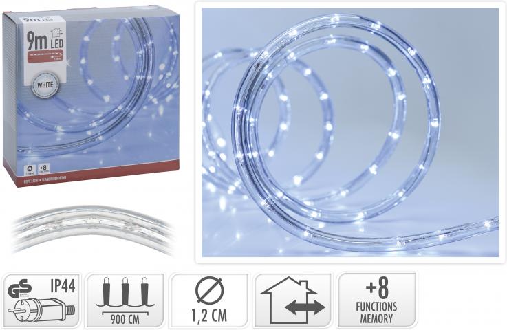 Светещ маркуч 9м, студено бяла светлина - Коледно осветление
