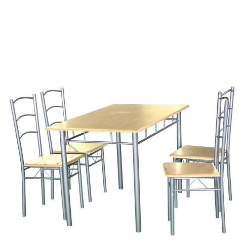 Комплект маса и 4 стола, светъл бук - Трапезарни комплекти