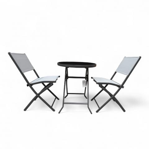 Балконски сет 3 ч, текстилен - Метални гарнитури