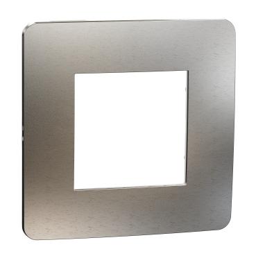 Декор. рамка Unica Studio Metal 1X, светъл алуминий/бял - Ключове и контакти