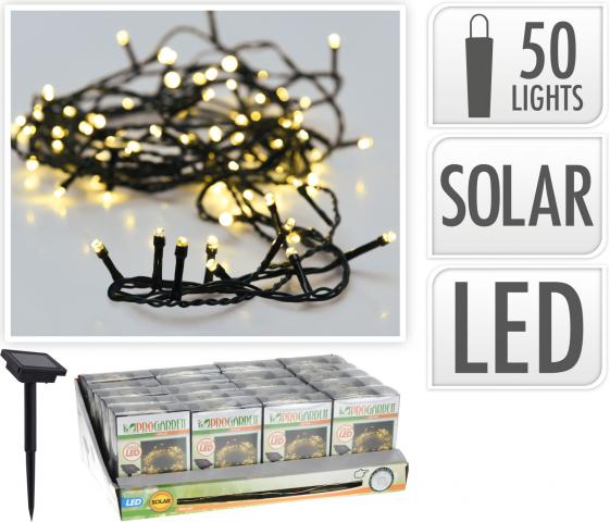 LED верига 50бр топла светлина - Соларни лампи