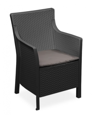 Кресло Biloba ПВЦ ратан, антрацит, с възглавница - Pvc столове