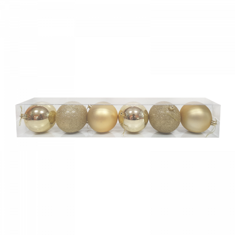 Коледни топки 8 см 6 бр. златни - Коледа