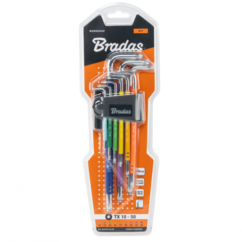 Комплект шестограми Bradas Torx T10-T50 XL 9 бр., снимка 2 - Шестограми