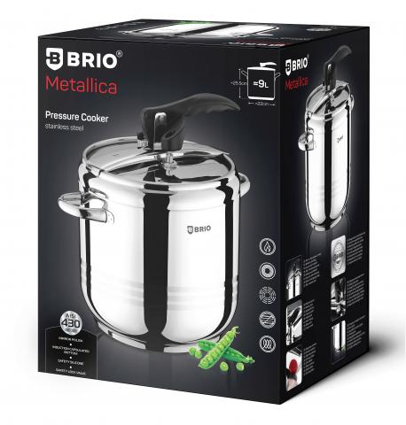 Тенджера под налягане Brio 9 л, снимка 2 - Тенджери