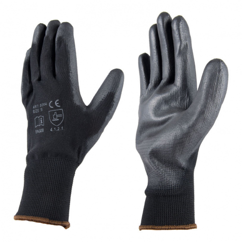Ръкавици с полиуретаново покритие 5004 черни - Ръкавици от изкуствени материи
