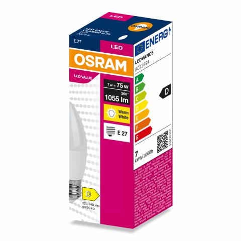 LED крушка OSRAM CLB75 E27 1055lm 3000K 7W, снимка 4 - Лед крушки е27